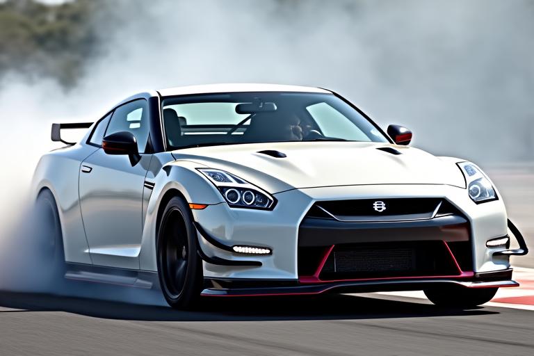 Ein weisser Nissan GT-R Nismo auf einer Rennstrecke.